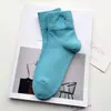 Calcetines Zhuji Calcetines de Media Pantorrilla para Mujer Bordado con Patrón Personalizado Calcetines de Algodón Color Macarrón para Mujer Fábrica de Origen Amazon Transfronterizo