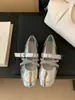 Primer Encuentro Jifa Francés Elástico Cruzado Hebilla de Metal Zapatos Planos Clásico Retro Academia Ballet Punta Redonda Poco Profundos
