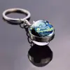 Llavero de Pintura al Óleo Fluorescente de Van Gogh, Llavero de Bola de Cristal Luminosa, Llavero de Crisantemo Terrestre de Pintura de Van Gogh