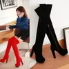 Botas europeas y americanas con cremallera lateral hasta la rodilla tacón alto botas para mujer botas hasta la rodilla talla grande europeas y americanas botas de tacón alto botas para mujer