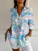 Estación Independiente Estilo Europeo y Americano Transfronterizo Más Vendido Camisa Larga de Mujer Primavera Verano Otoño Camisa de Manga Larga en el Hombro Leopardo Impresión 3D