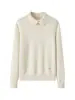 Suéter de Cachemira para Mujer Solapa Tejido de Punto Tejido de Punto Engrosado Tejido de Punto a la Moda Manga Larga Color Puro Jersey Tejido de Punto Ropa de Punto Camisa Básica