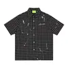Savagebase Camisa a Cuadros con Salpicaduras de Graffiti Hip-Hop de Moda Verano Manga Corta Casual de Algodón Unisex