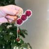 Pinza para coleta alta de rosa, artefacto fijo, borla, alto valor de color, flor flocada, temperamento, pasador para el cabello versátil, pasador para el cabello coreano