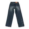 Jeans Masculino Tendência Americana High Street Vibe Retro Resistente Desgastado com Design Patchwork Calça Reta de Perna Larga