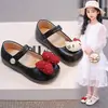 Zapatos Mary Jane de Moda Dulce para Niños Estilo Otoño 2026 Dibujos Animados Niña Pequeña Color Sólido Suela Suave Zapatos de Piel Cómodos Zapatos Casuales
