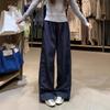 Pantalones de Trabajo Deportivos Americanos Xizang Azul para Mujer Verano Nuevo Combinación Total Holgados Casuales Pierna Recta Pierna Ancha