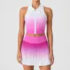 Conjunto de Tenis para Mujer con Almohadillas en el Pecho, Sujetador Deportivo de Yoga de Secado Rápido, Falda de Bádminton Antiexposición, Estilo Delgado de Verano
