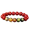 Pulseira Cinábrio Deus da Riqueza das Cinco Estradas Cristal Natural Areia Pixiu Pulseira Deus da Riqueza das Cinco Estradas para Homens e Mulheres Presente de Ano do Zodíaco
