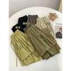Pantalones de Pierna Ancha Plisados con Textura Retro de Seda Fría Hielo para Mujer Verano Sueltos Rectos con Caída al Piso Protección Solar Casuales