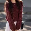 2026 Moda Elegante Estilo Céu Estrelado com Lantejoulas Moda de Inverno Casual Curto Grosso Quente Tricô Suéter Top