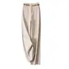 Con cinturón, elegante para ir al trabajo, amigable con la piel, nuevos pantalones anchos de pierna recta holgados de cintura alta para mujer, pantalones rectos relajados, pantalones casuales de lana