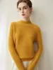 Nueva colección de otoño e invierno: Suéter grueso 100% cachemira pura para mujer, con cuello semi-alto, estampado de orquídeas, mangas largas y diseño de jersey, perfecto como capa base.