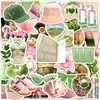 50 Adesivos Frescos Rosa e Verde Estilo Coreano de Verão para Celular, Skate, Planner, Garrafa de Água, Impermeáveis, Decalques Estéticos Estilo Ins