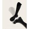 Botas largas con boca en V para mujer, otoño e invierno 2023, nuevas botas altas con suela gruesa aumentada, botas de jinete, tacón medio blanco arroz