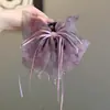 Pinza de garra para coleta alta con lazo de malla degradado morado, pasador exquisito, delicado y sofisticado para peinado semi-recogido en la parte trasera de la cabeza