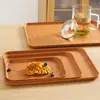 Bandeja Creativa de Trigo Plástico Placa Imitación Madera Rectangular Plato de Té Plato de Cena Hogar Restaurante Plato Difícil Plato para Huesos