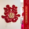 Adesivos de Personagem Dupla Felicidade para Casamento para Decoração de Quarto de Casamento, Adesivos de Porta Dupla Felicidade de Veludo 3D, Adesivos de Personagem Dupla Felicidade Autoadesivos, Artigos para Casamento
