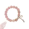 Familia Rosa Dorada~Pulsera de Perlas Rosa Dulce para Mujer, Pulsera Atractiva y Lujosa, Joyería Estilo Bosque para Mejor Amiga