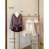 CONJUNTO DE DUAS PEÇAS AS OFFICIAL Estilo Resort Francês de Início de Outono Blusa de Chiffon com Renda e Decote em V + Camisola 28670