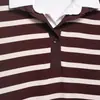 Para Comercio Exterior Europeo y Americano Transfronterizo Ropa de Mujer Aliexpress Más Vendido Verano Holgado Versátil Patchwork Rayado Borgoña Camisa Polo