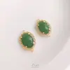 Conectores Duplos Pendurados Ovais de Zircônia de Cristal de Renda Banhados a Ouro 14K que Preservam a Cor Conectores Manuais para Acessórios de Joias DIY