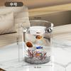 Tanque de peixes de mesa de plástico transparente visível alto resistente a quedas balde redondo para peixes imitação de vidro pequeno tanque de peixes dourados tartaruga