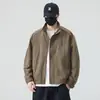 Jaqueta Masculina de Primavera e Outono com Gola Alta, Casaco Casual Simples e Solto para o Trabalho, Top Curto Versátil da Moda em Cor Sólida