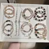 Pulseira de Cristal Natural com Contas Super Sete Ouro Negro, Novo Estilo Chinês Luxo Leve Pulseira Multicamadas Feita à Mão