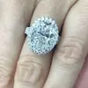Anillo ovalado de ocho corazones y ocho flechas con circonita imitación diamante europeo y americano, anillo de compromiso de moda F801