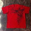 Camiseta estampada vermelha masculina Harajuku Street Hip Hop Gothic Popular Y2K Camiseta de manga curta