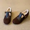 Sapatos Mary Jane de Algodão com Forro de Lã para Aumento Interno para Mulheres 2025 Inverno Retrô Francês Cor Versátil Combinação Quente Pequenos Sapatos de Couro