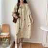 Camisón nuevo para mujer de primavera y verano talla grande Algodón Seda Rojo Chino Estilo vestido de lunares Polo Falda larga Algodón Seda Pijama Fino