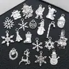 20 Piezas Mixtas de Muñeco de Nieve Navideño Plateado Brillante, Árbol de Navidad, Campana, Ciervo, Copo de Nieve, Accesorios para Joyería, Colgantes para Pendientes y Pulseras DIY