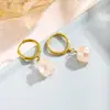 Aretes de Perla con Flor de Rosa para Mujer, Colgante de Collar Pequeño con Flor Transfronterizo Europeo y Americano, Juego de Aretes Versátil Dulce y de Moda para Niñas