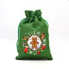 Bolsa de Regalo Navideña Verde al por Mayor Transfronteriza Bolsa con Cordón de Papá Noel Bolsa de Dulces de Nochebuena Bolsa para Manzanas Bolsa de Lino