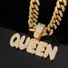 Ventas Directas de Fábrica Collares para Hombre Europeos y Americanos Llenos de Letras de Diamante Cadenas Cubanas Cadena Corta para Clavícula Hip-Hop de Discoteca Joyería