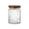 Pote de Vidro Selado com Flor de Begônia Embossada para Uso Doméstico, Pote de Armazenamento para Conservação de Alimentos, Pote de Armazenamento de Chá, Pote de Armazenamento de Grãos