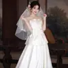 Vestido de Casamento Leve Cetim Sem Alças Elegante Francês Costas Abertas Vestido de Noite Estilo de Rua Fotografia de Viagem Sessão de Fotos Exame de Arte Apresentação Vestido de Banquete