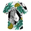 Amazon Aliexpress Cruzamento de Fronteiras Padrão de Animal e Planta Impressão 3D Verão Hip-Hop Gola Redonda Manga Curta Camiseta Venda Direta de Fábrica