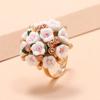 Joyería Coreana de Alta Calidad Anillos Pequeños de Flor Incrustados con Diamantes, Lindos Regalos Pequeños, Venta al por Mayor de Anillos Taobao, Anillos Abiertos Ajustables