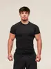 Amazon Comercio Exterior Ropa Deportiva para Hombre de Manga Corta GYM Fitness Running Entrenamiento Elástica Moda Estampada Camiseta de Cuello Redondo