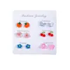 Set de Aretes Dulces, Frescos y Lindos de Primavera y Verano para Una Semana con Corazón Femenino, Agujas de Imitación Plateada, Accesorios de Oreja Pequeños y Versátiles para el Día a Día