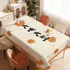 Toalha de Mesa com Tema de Caqui Impermeável à Prova de Óleo Resistente ao Calor Lavável Retangular Isolante Térmico Tapete de Mesa Pvc Tapete de Mesa de Café