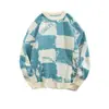 Otoño e Invierno 2024 Nuevo Estilo Estilo Perezoso Prendas de Punto Marca Trendy para Hombre Suelto Estilo Japonés Retro Color de Contraste Prendas de Punto Modernas Hombre