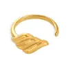 Anillo Abierto de Textura Geométrica Estilo Francés Ins Acero de Titanio Chapado en Oro de 18K Nicho Creativo Lujo Ligero Joyería Ajustable