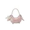 Bolso Infantil Estilo Princesa Dulce con Lunares y Lazo Mini Bolso de Mano Bolso de Media Luna Bolso de Accesorios para Niñas Elegante y Moderno