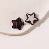 Parche Adorno de Botón de Estrella de Tela a Cuadros Retro Parche DIY Ropa Zapato Flor Aretes Joyería para Oreja Accesorios de Llavero