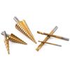 Conjunto de 6 Peças de Brocas Pagode Banhadas a Titânio para Marcenaria, Incluindo Brocas Pagode para Abertura de Furos, Alargamento e Abertura de Ranhuras em um Conjunto em Caixa de Plástico