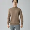 Suéter de Caxemira Novo Outono e Inverno Masculino Gola Alta Meio Zíper Camada Base Top Quente Casual de Negócios Suéter Masculino